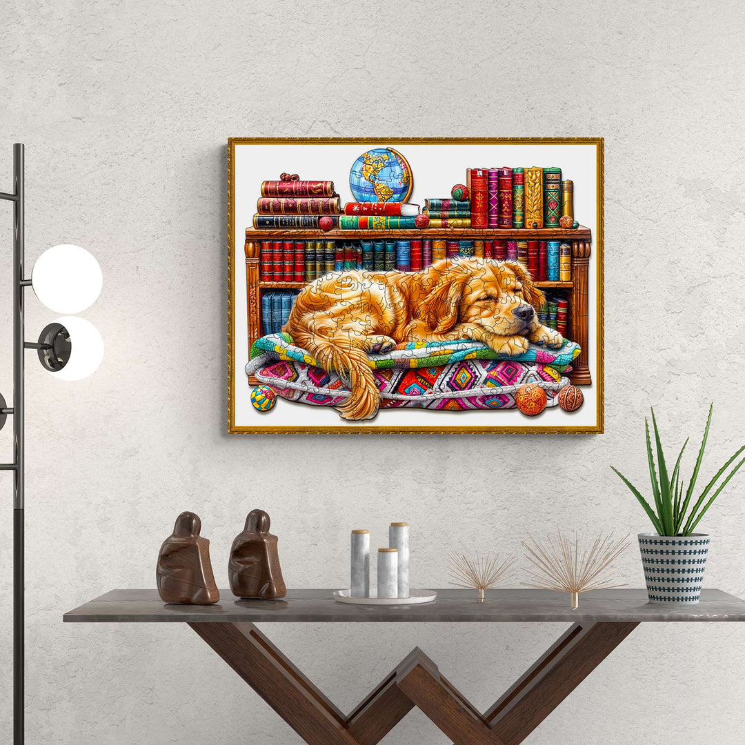 Sleeping Golden Retriever Wooden Jigsaw Puzzle