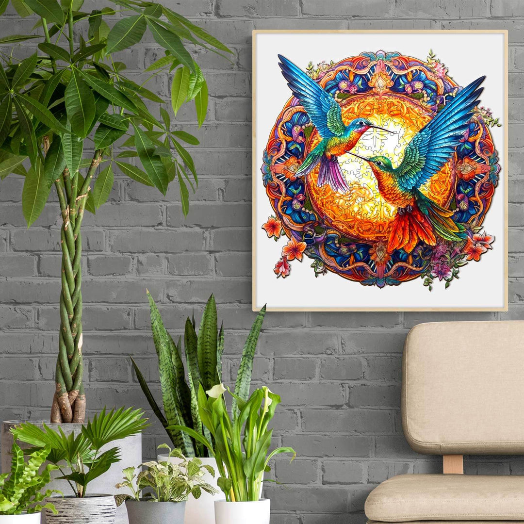 Mandala & Hummingbirds Wooden Jigsaw Puzzle