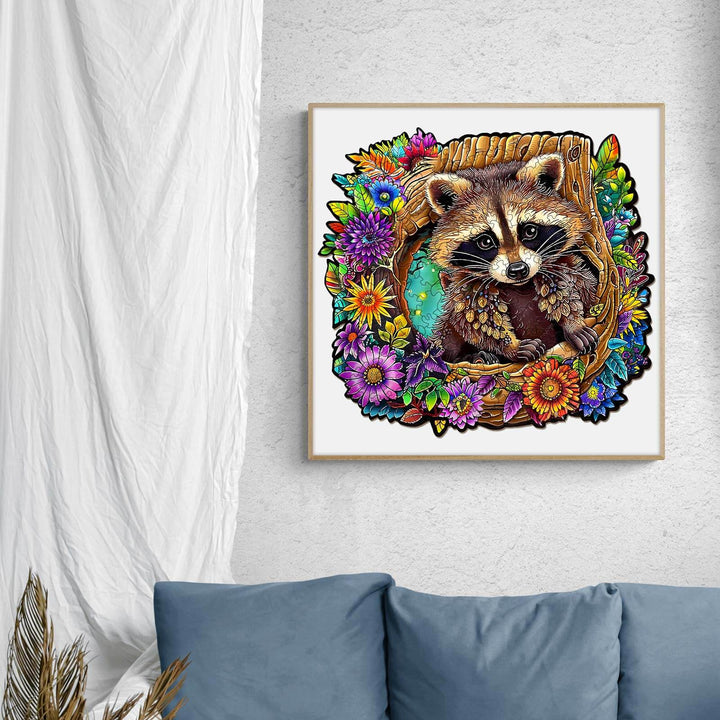 Raccoon's Secret Tree Den Wooden Jigsaw Puzzle