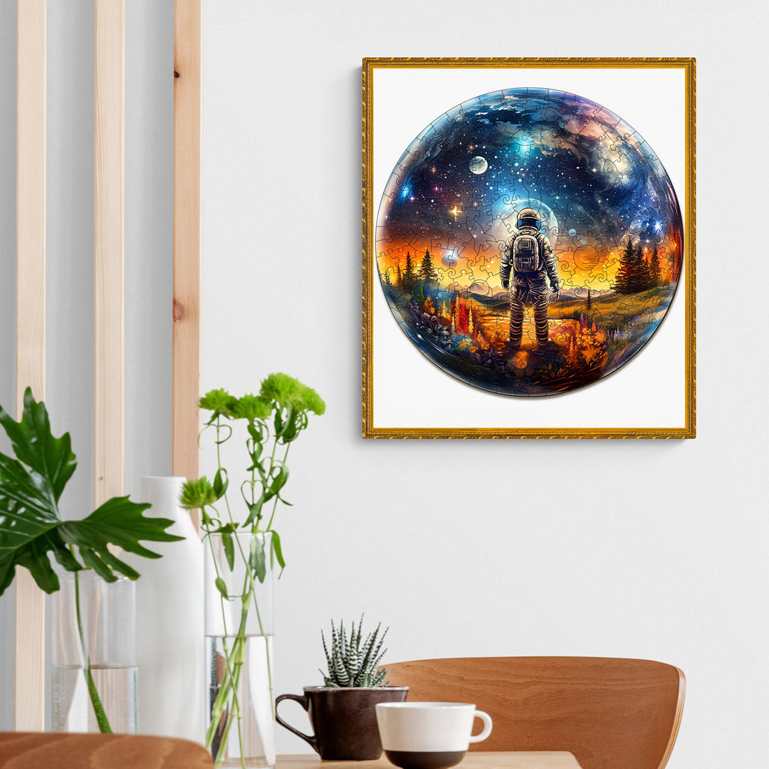 Crystal Ball Astronau Wooden Jigsaw Puzzle