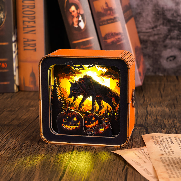 Halloween Wolf Kit - 3D Wooden Puzzle Night Light - By Woodbests