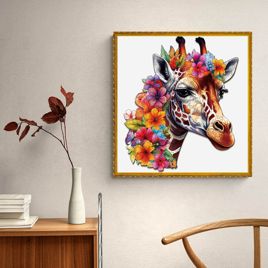 Puzzle en bois Fleurs et girafes