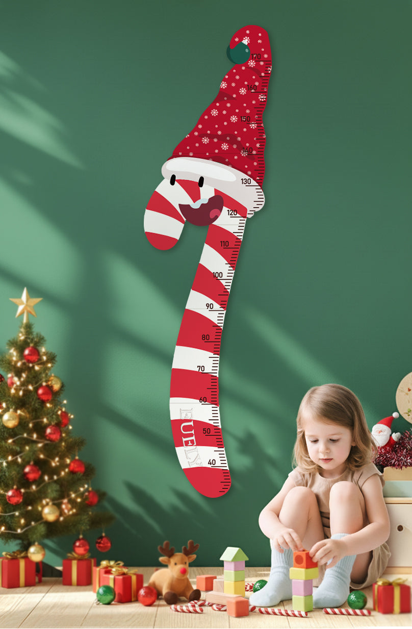 Personalized Wooden Christmas Candy Cane Growth Chart Ruler