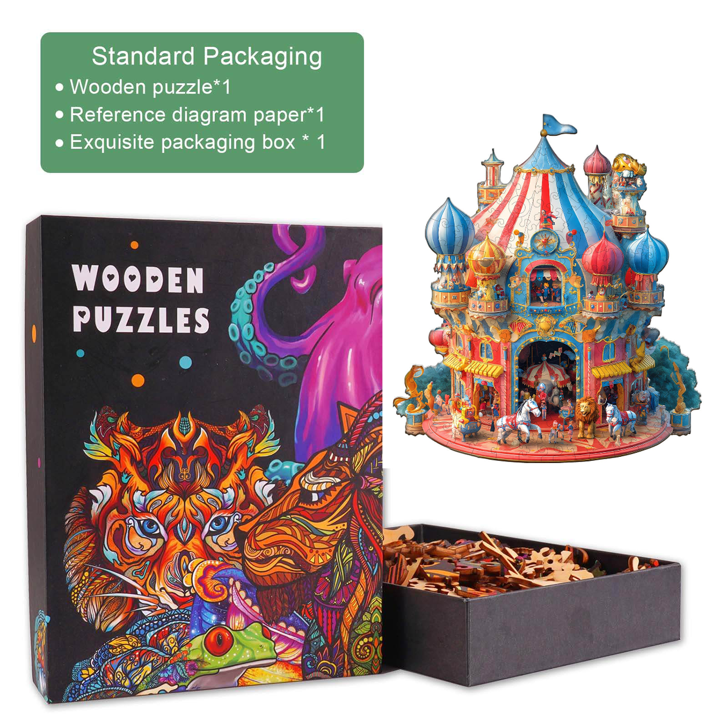 Puzzle en bois coloré Cirque