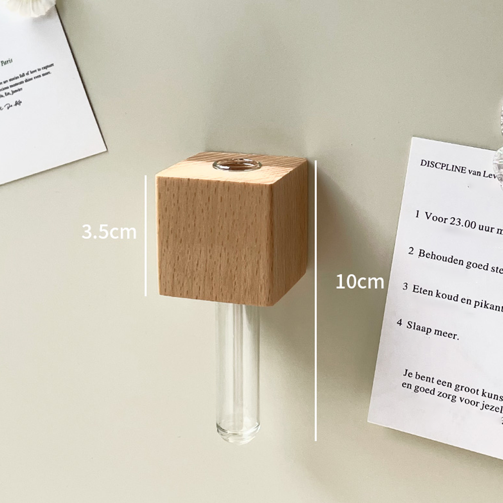 Creative Solid Wood Magnetic Wall-Mounted Hydroponic Vase