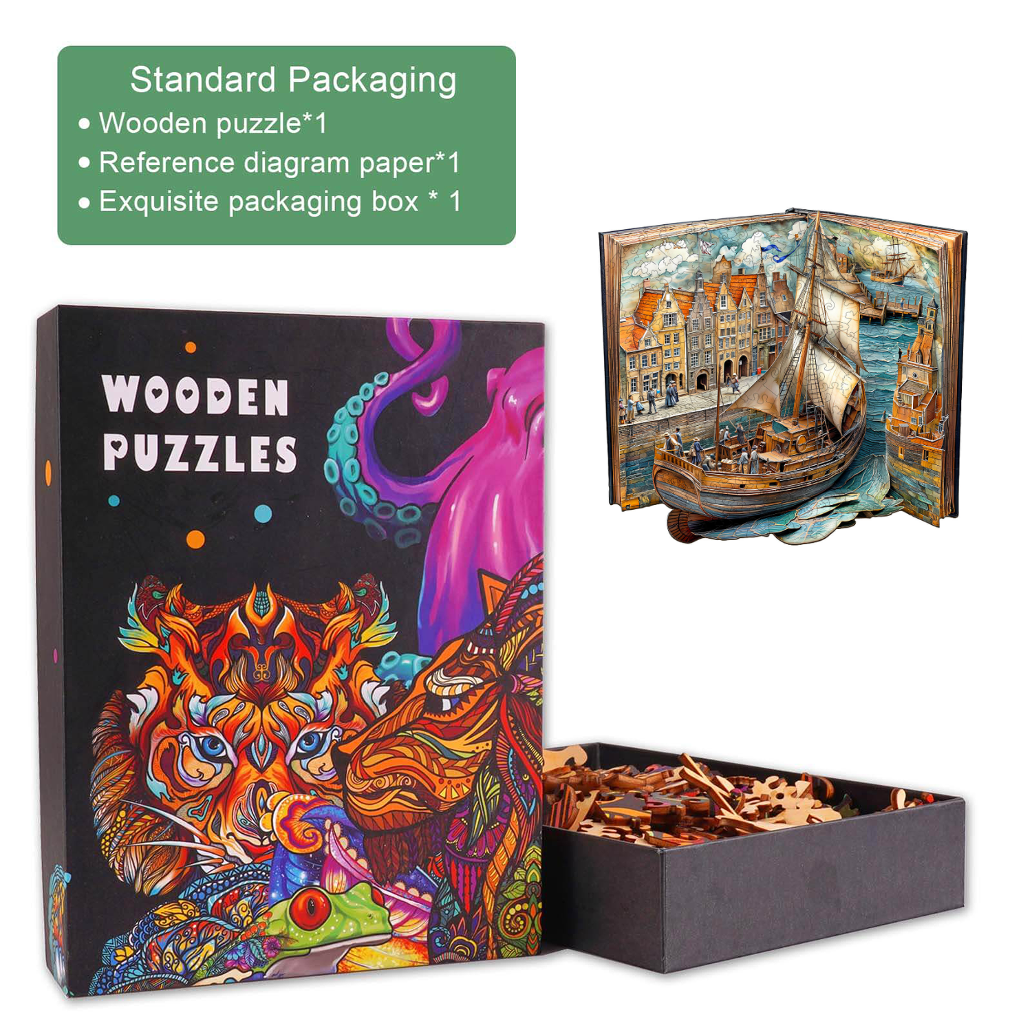 Papierkanal Holzpuzzle