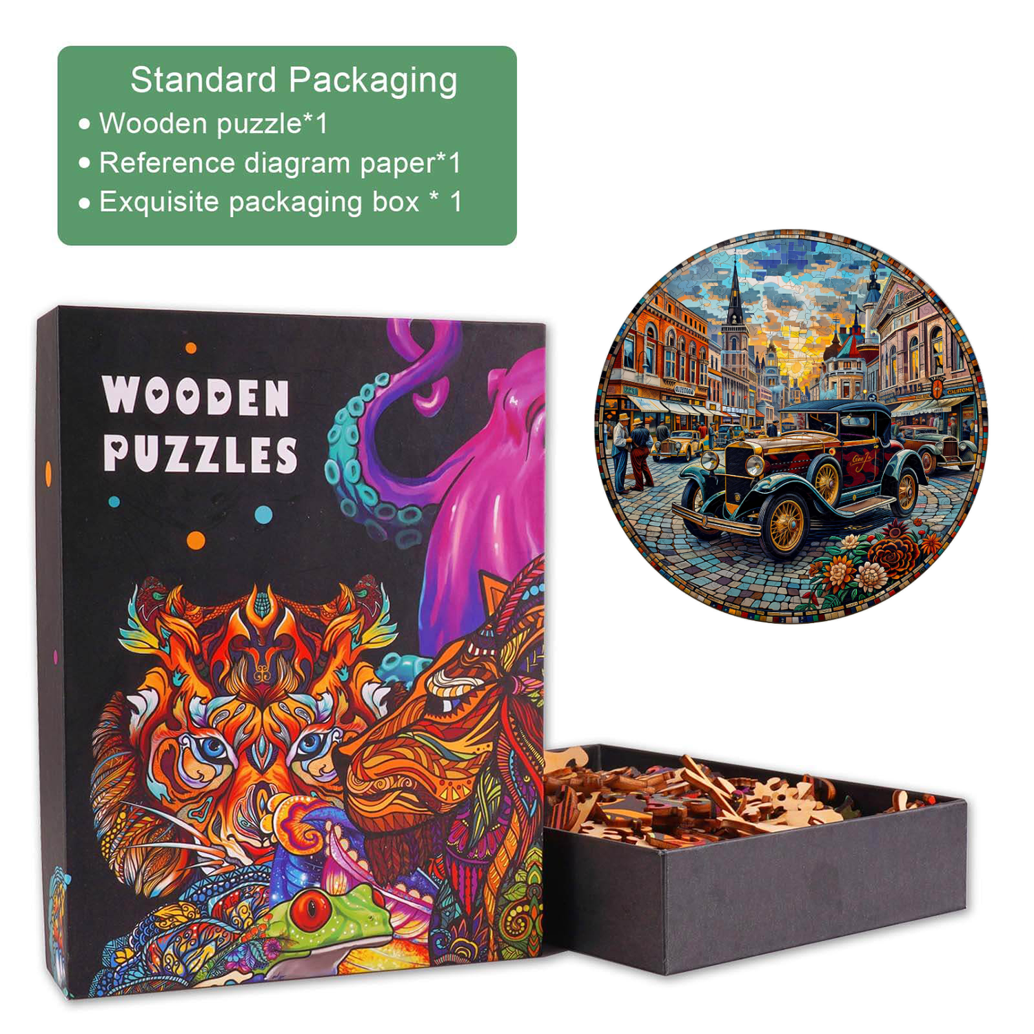 Retro Street Holz-Puzzle