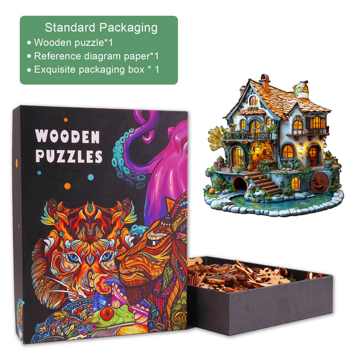 3D Leuchtendes Landhaus Holz-Puzzle