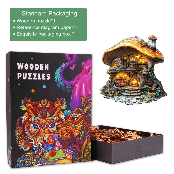 mushroom house Wooden Jigsaw Puzzle