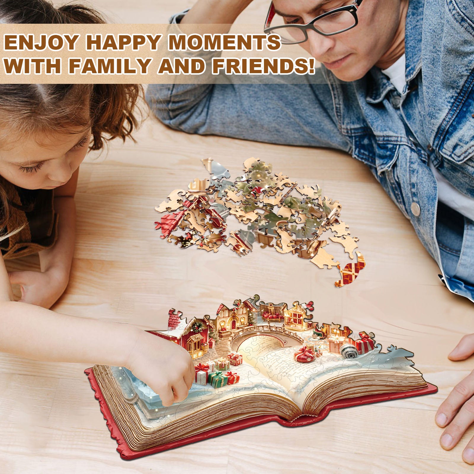 Christmas Pop-up Book Wooden Jigsaw Puzzle