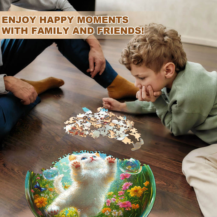 Bubble Cat-2 Wooden Jigsaw Puzzle
