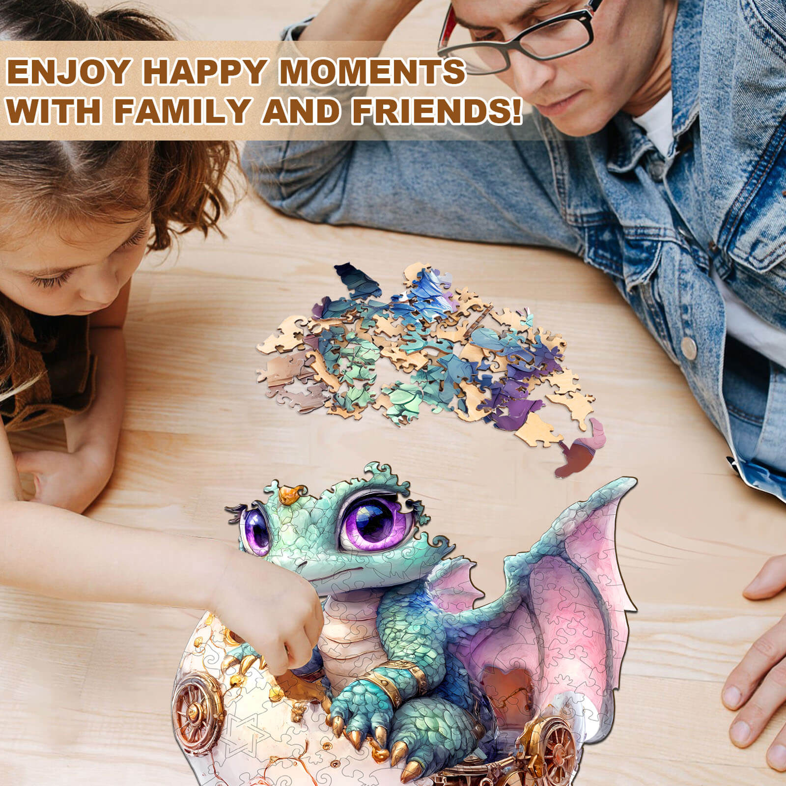 Niedliches Baby-Drachen-Holzpuzzle