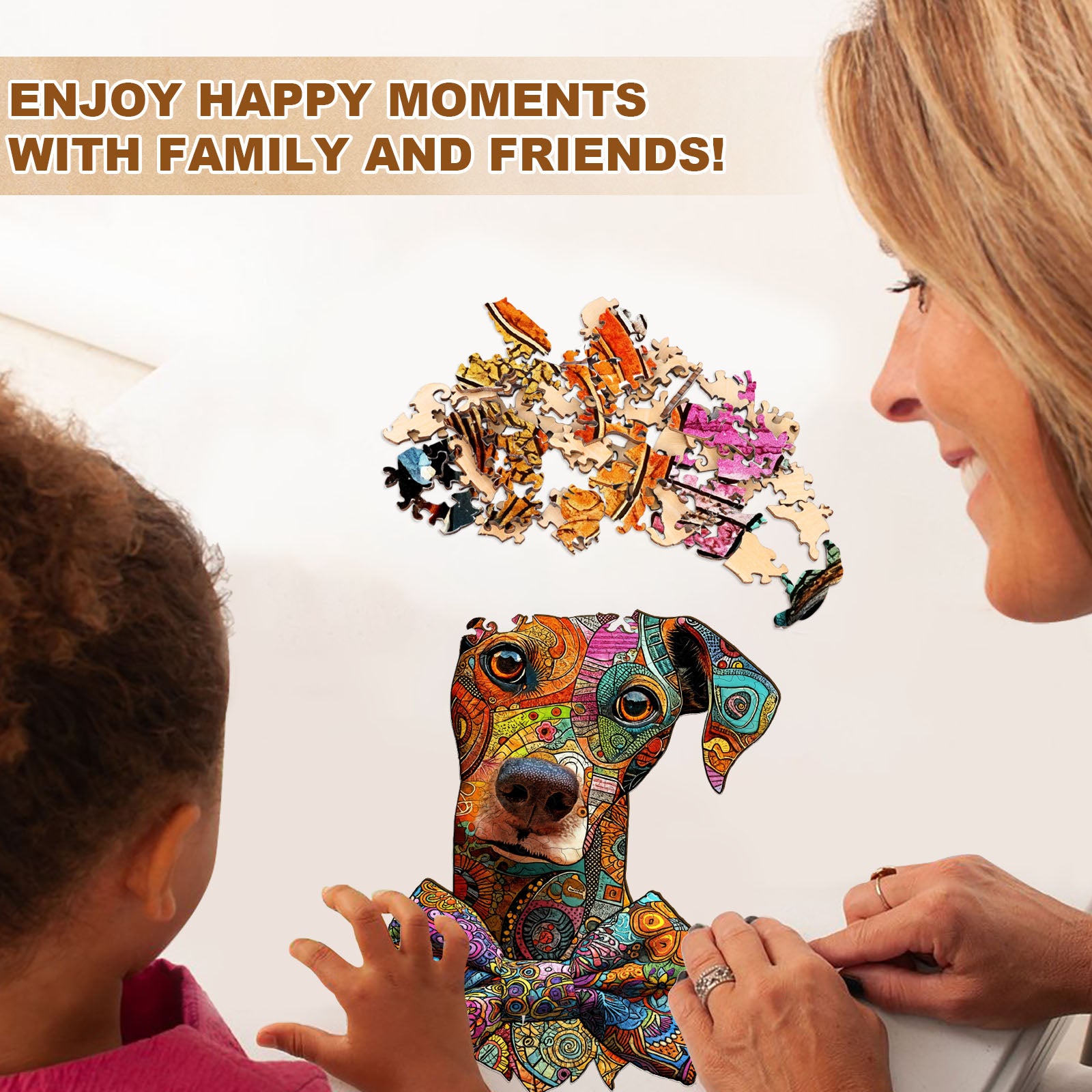 Line Art Dog Wooden Jigsaw Puzzle