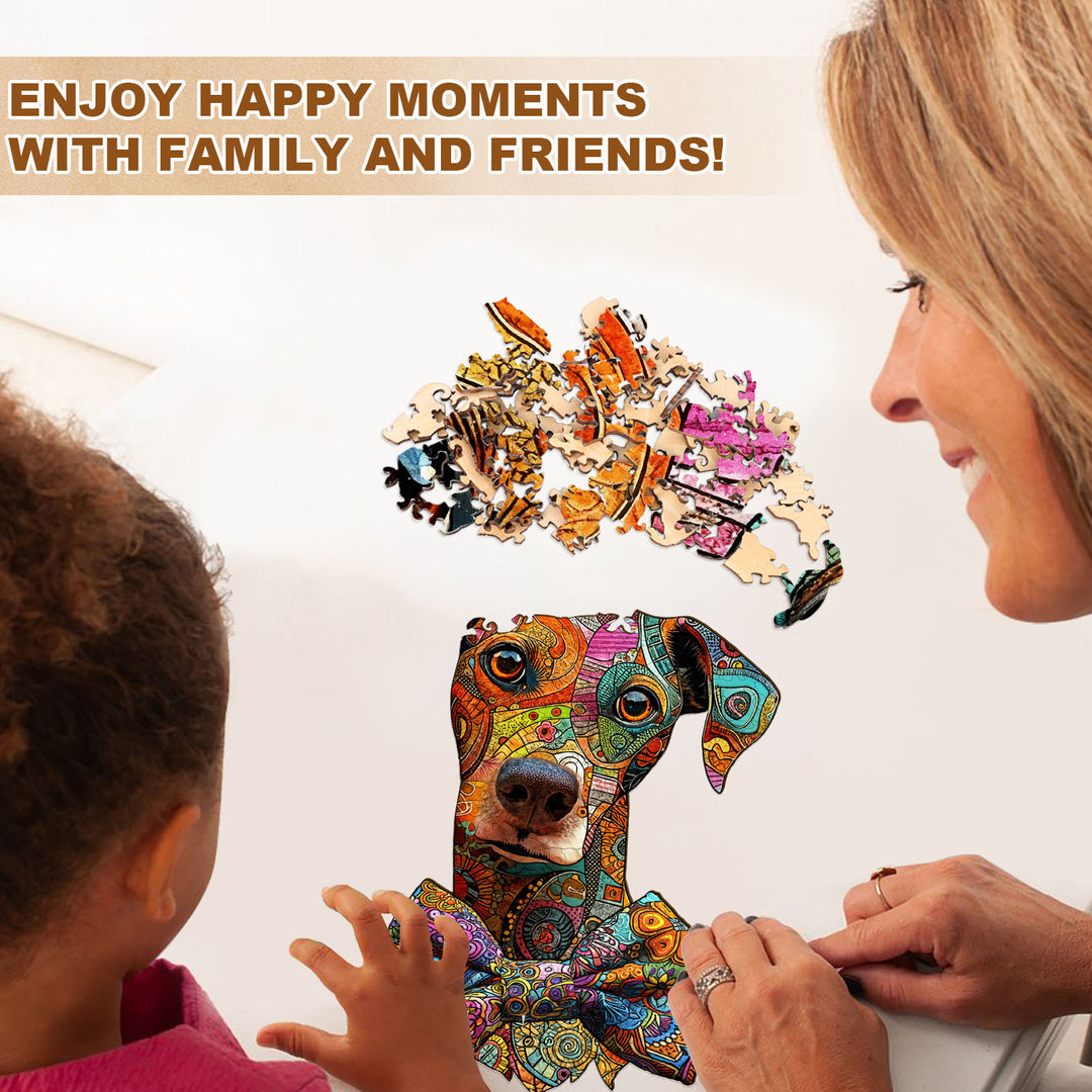 Line Art Dog Wooden Jigsaw Puzzle