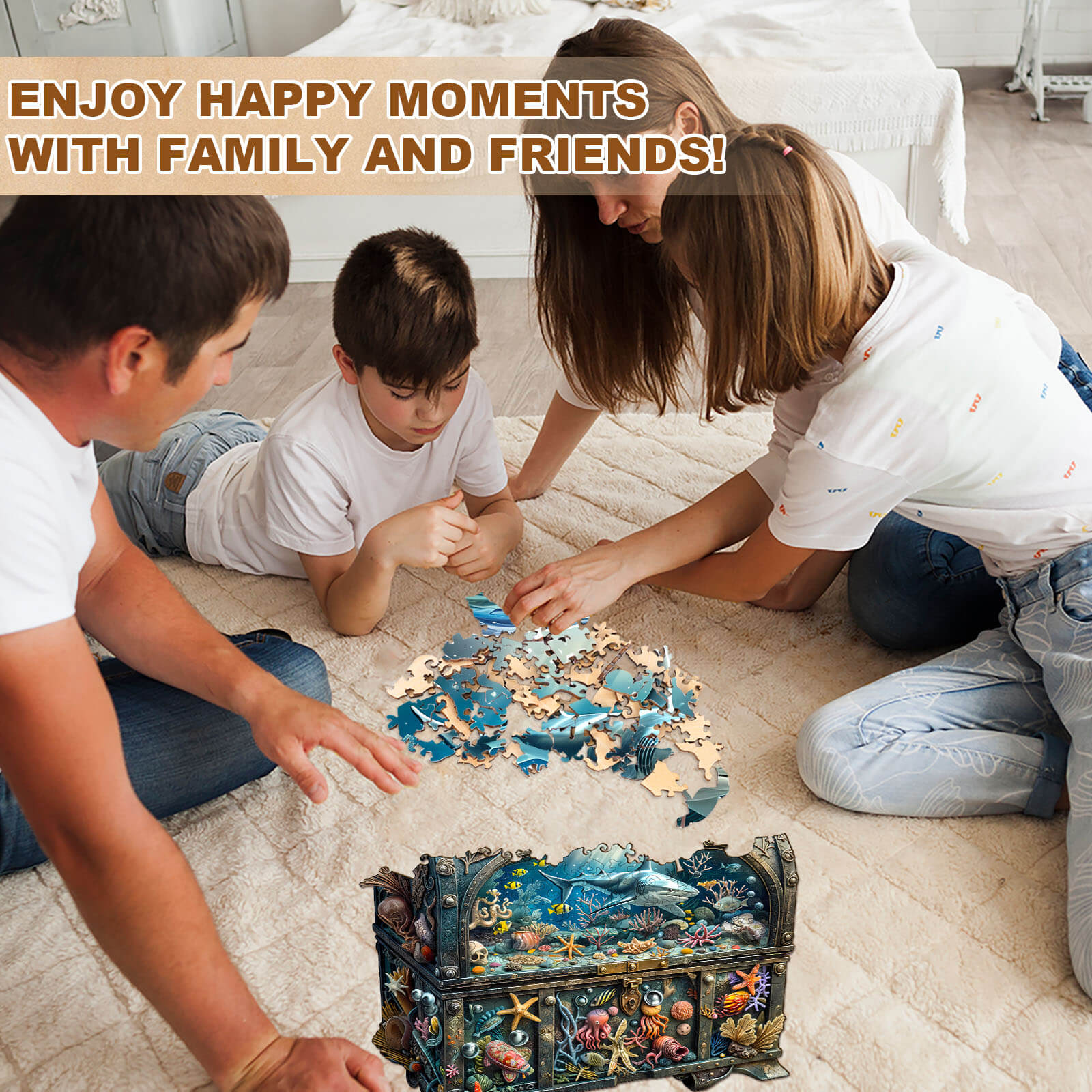3D Schatztruhe Ozean-2 Holz-Puzzle