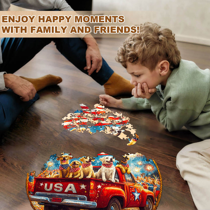 Stars and Dogs Wooden Jigsaw Puzzle