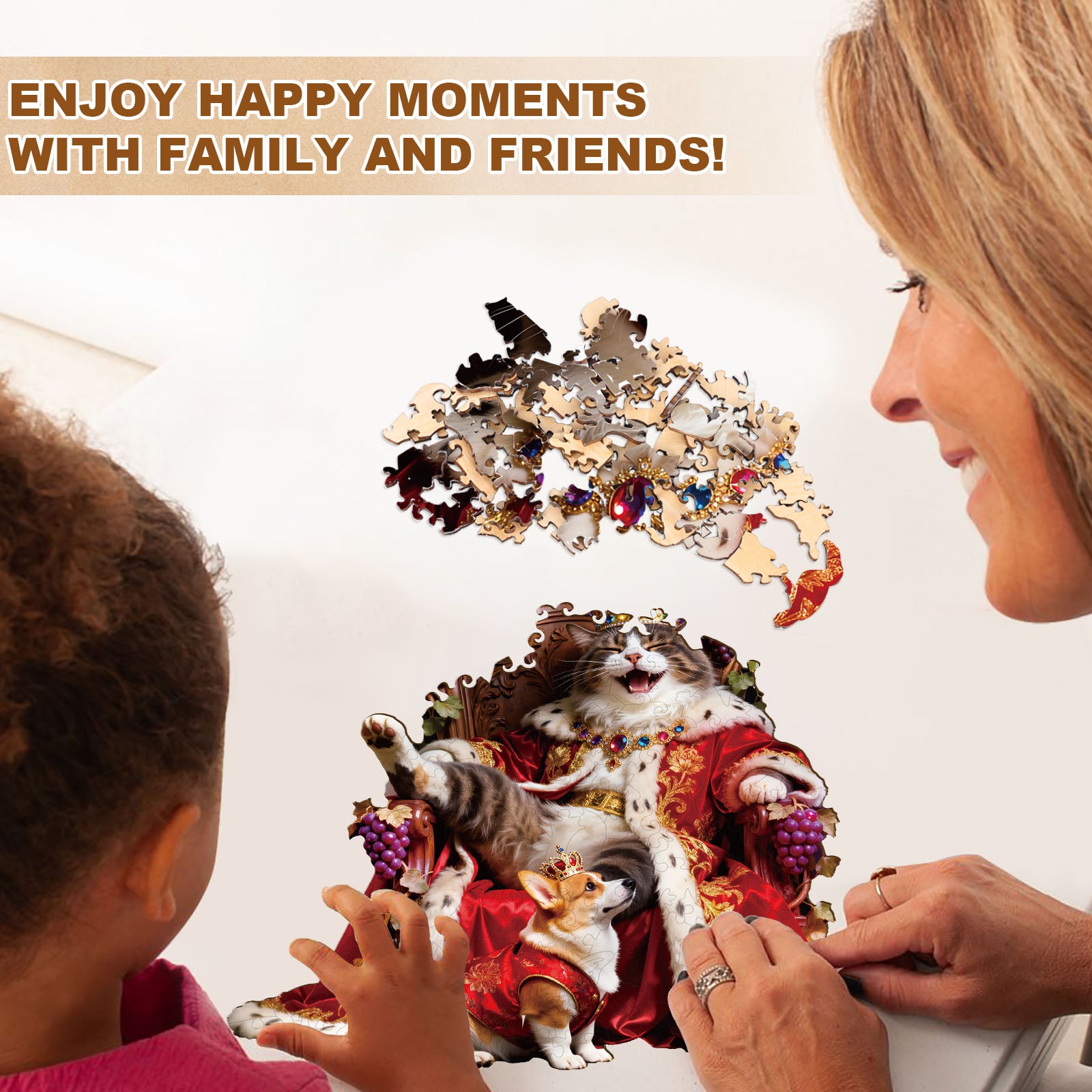 Crowned Feline Wooden Jigsaw Puzzle