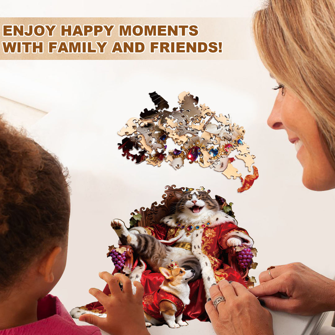 Crowned Feline Wooden Jigsaw Puzzle