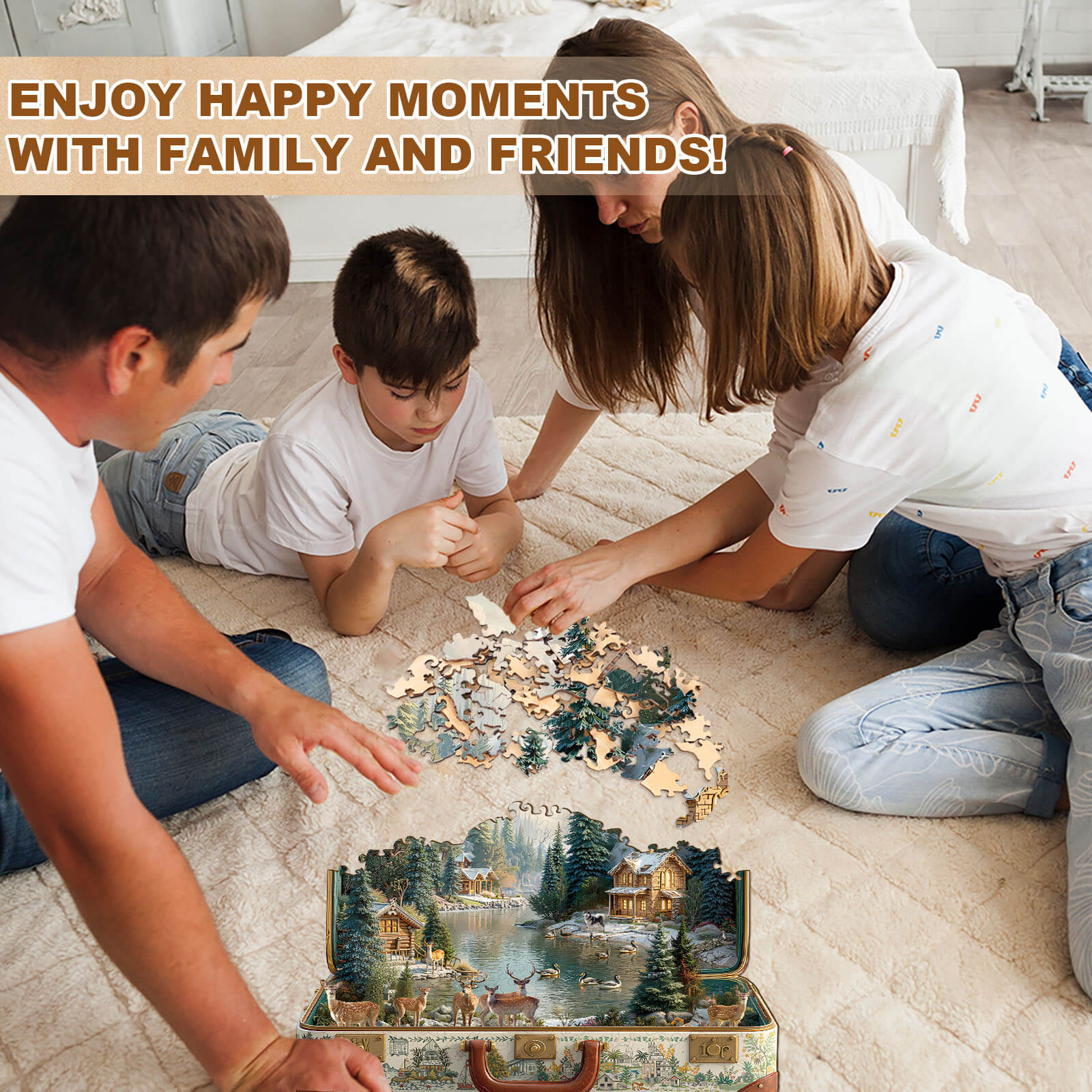 Suitcase scenery-Nordic forest Wooden Jigsaw Puzzle