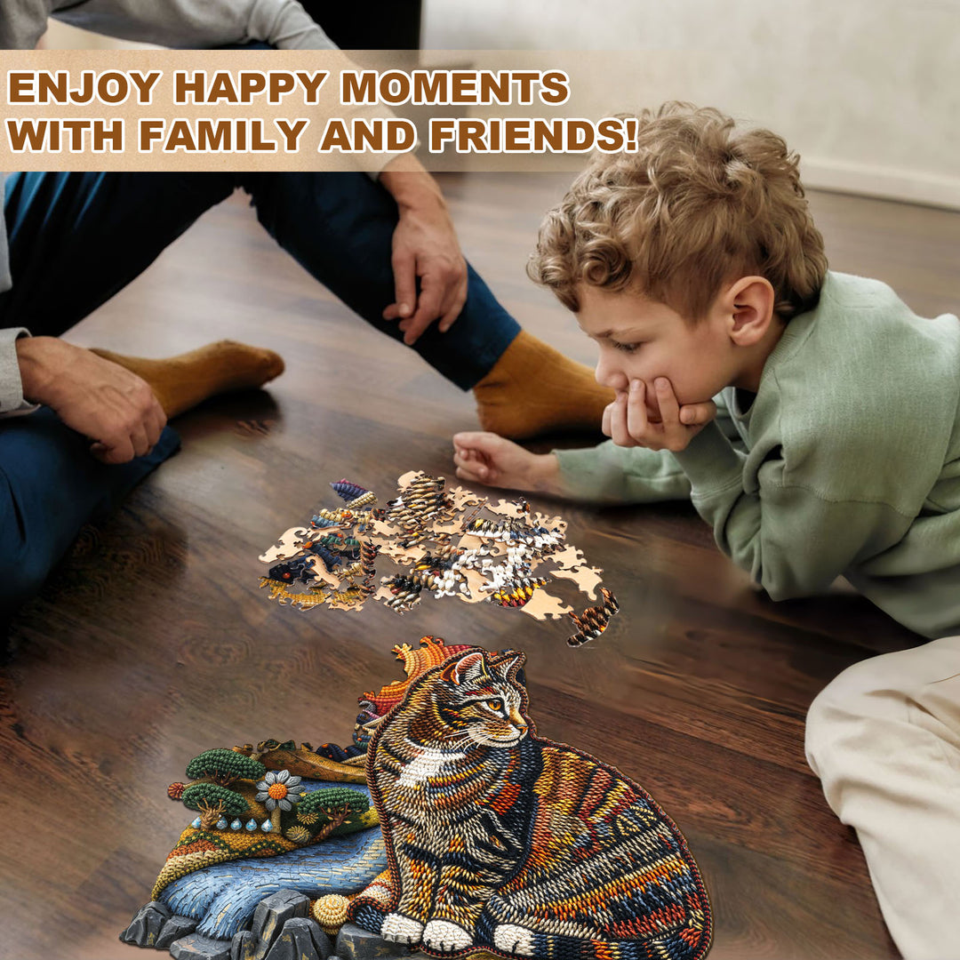 knitted kitten Wooden Jigsaw Puzzle