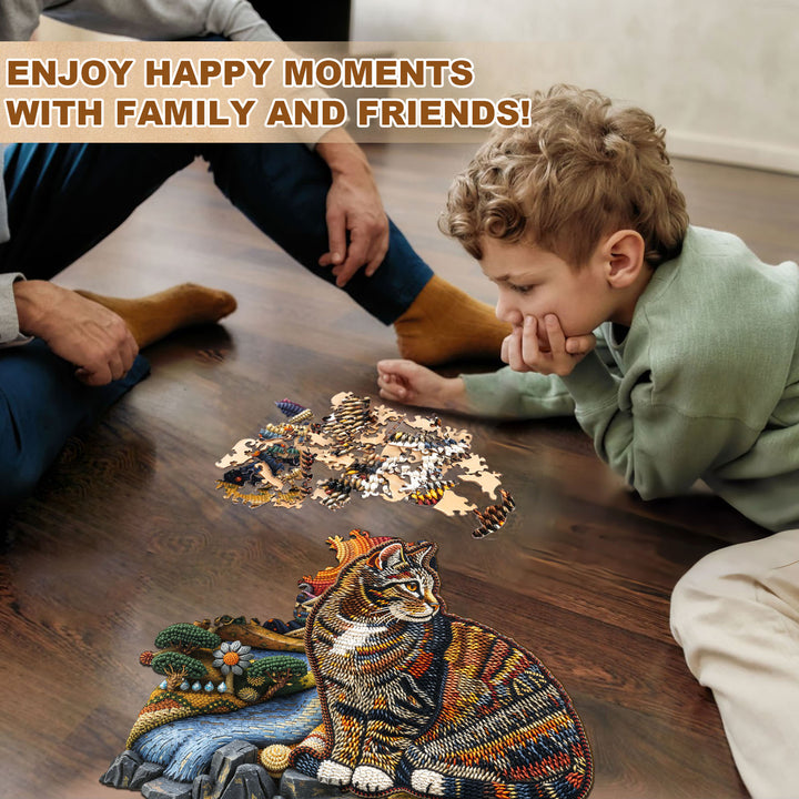 knitted kitten Wooden Jigsaw Puzzle