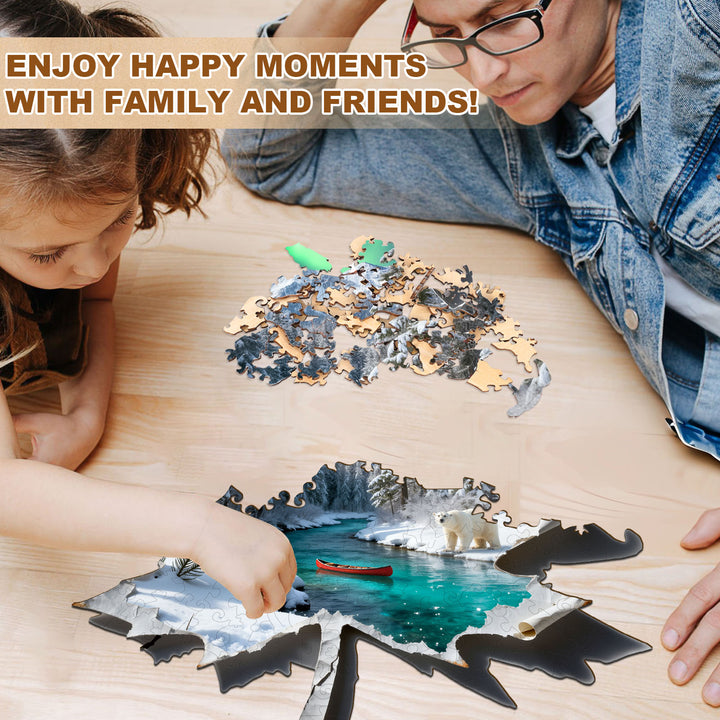 Winter Paper Leaf Wooden Jigsaw Puzzle