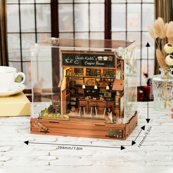 Uncle Kaldi’s Coffee House– DIY Miniature House, 3D Wooden Puzzle