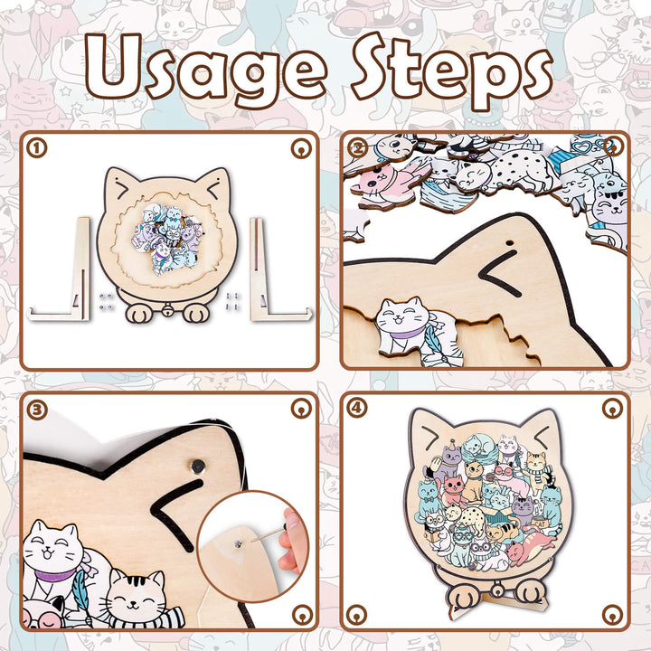 Cute Cat Shaped Wooden Puzzle for Baby