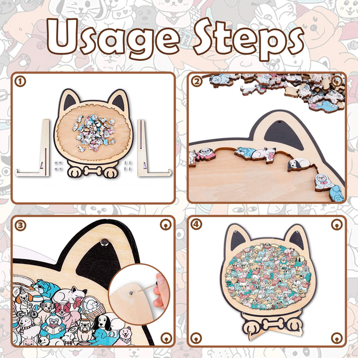 Morandi-Colored Cute Dog Shaped Wooden Jigsaw Puzzle