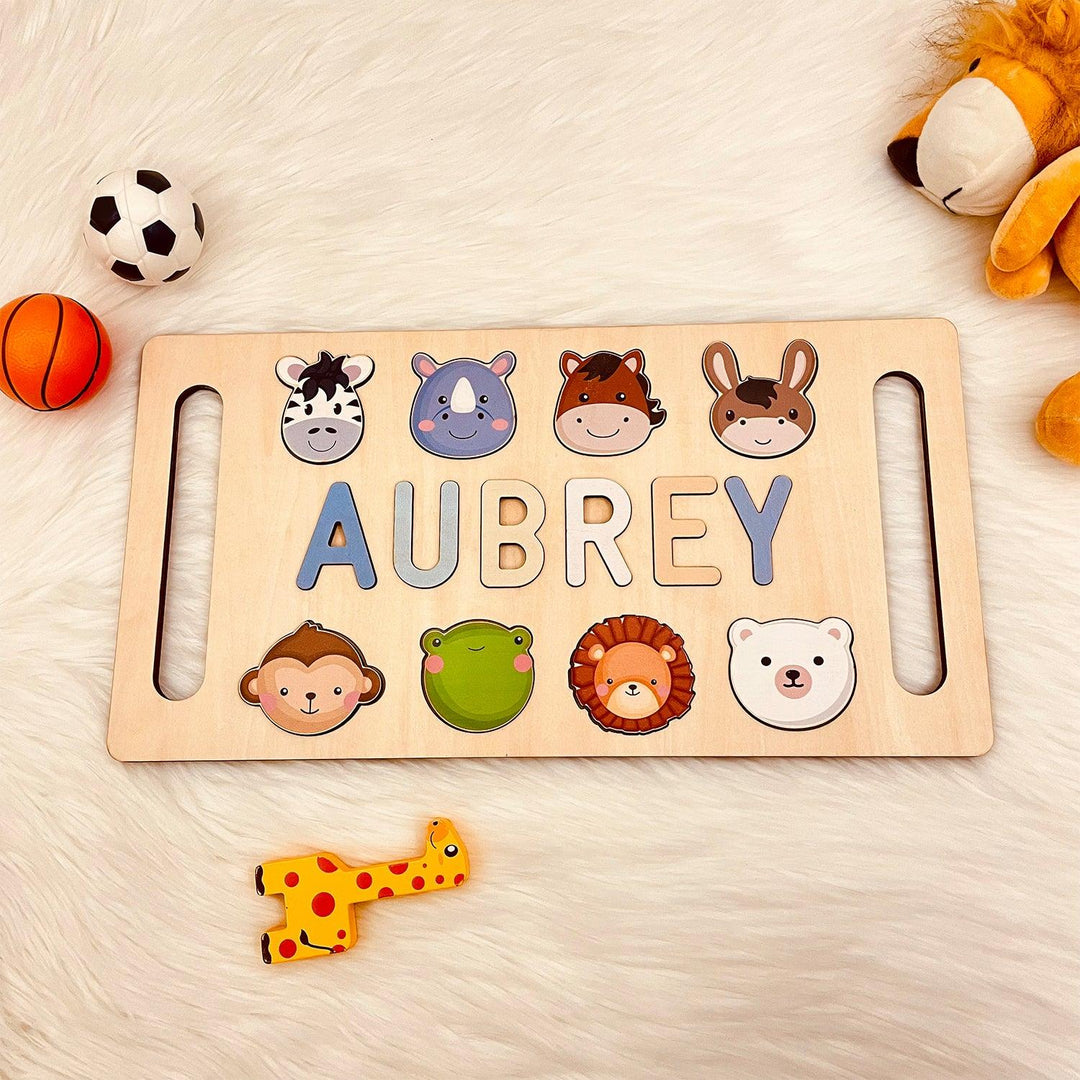 Personalised Wooden Baby Name Puzzle with Handle