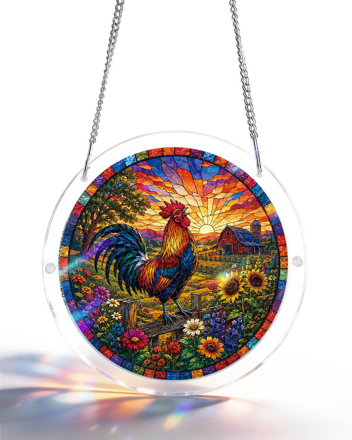 Acrylic Jigsaw Puzzle Suncatcher - Sunrise Rooster
