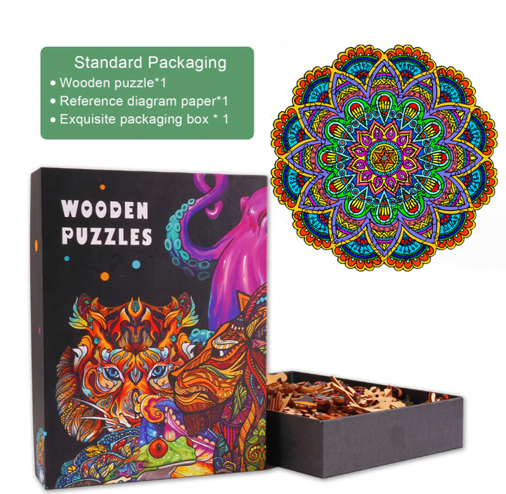 Blumen-Mandala-Holzpuzzle