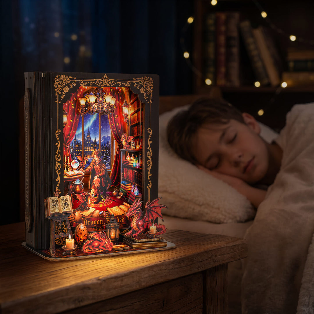 Dragon Covenant Night – DIY Wooden Book Nook Lamp Craft Kit
