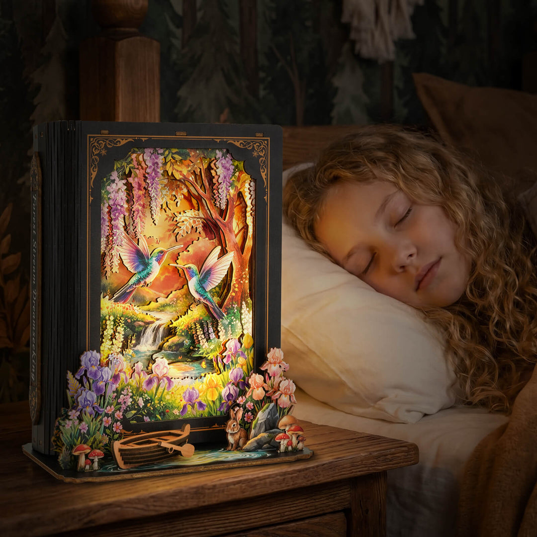 Forest Stream Dreamseeking – DIY Wooden Book Nook Lamp Craft Kit