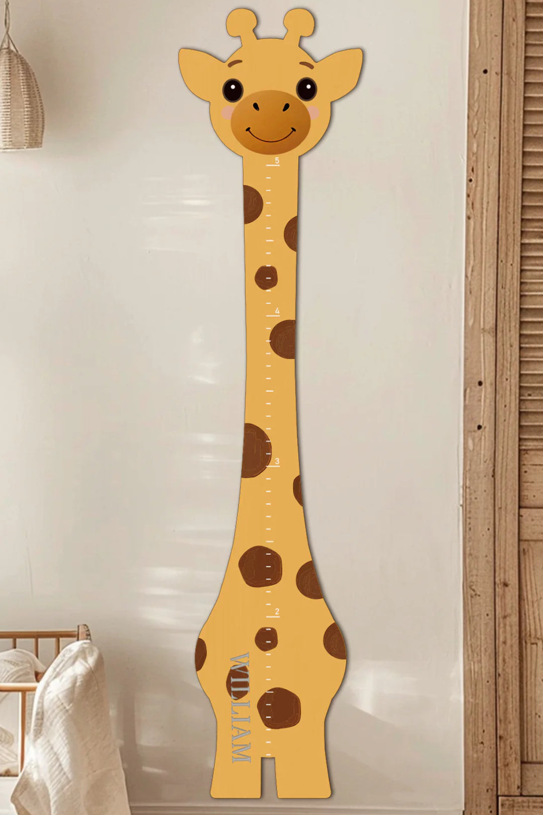 Règle de croissance girafe en bois personnalisée