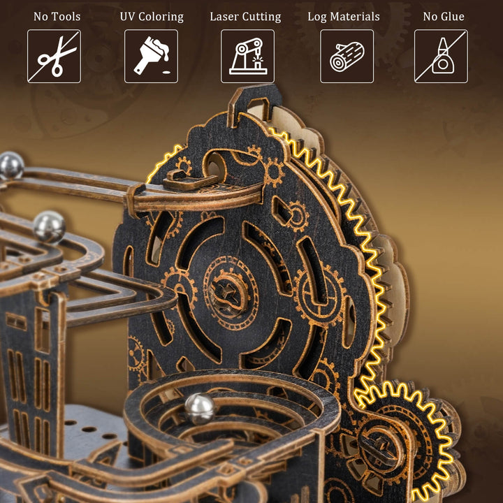 Dark Wood 3D Ball Run – DIY Wooden Track Kit