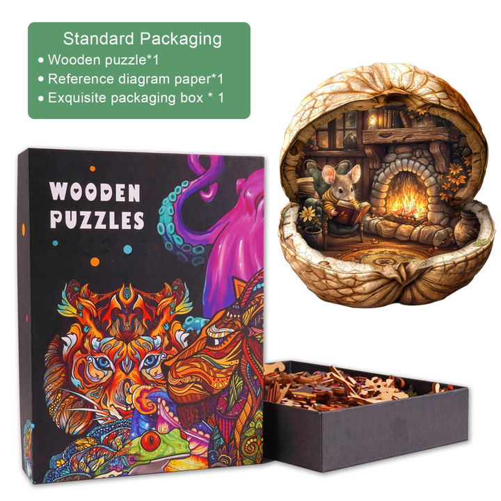 mouse's walnut house Wooden Jigsaw Puzzle