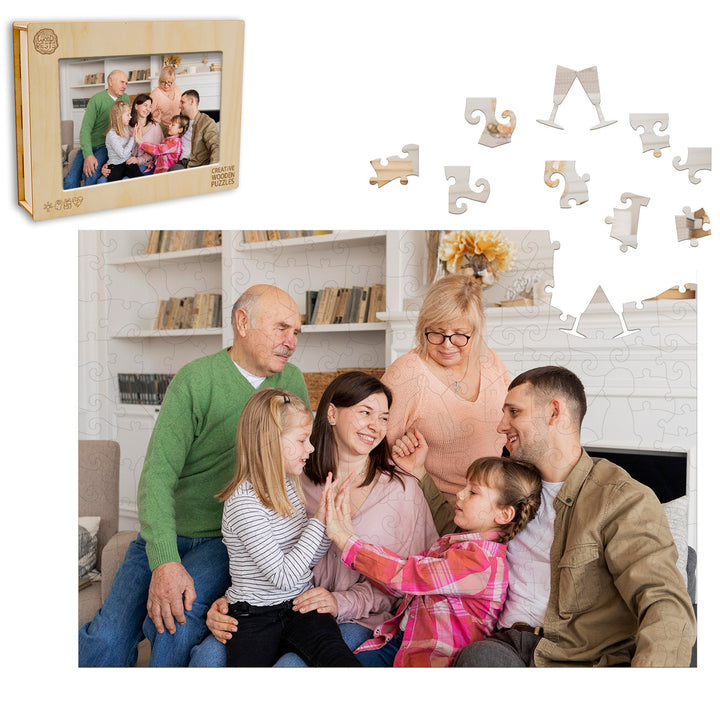Personalisiertes Familien- und Glücksfoto-Holzpuzzle