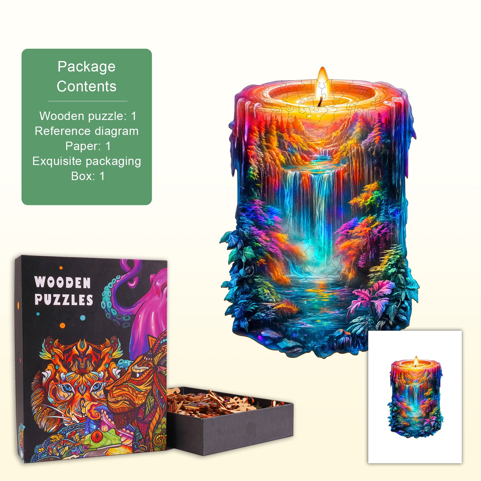 Verzaubertes Flammen-Holzpuzzle