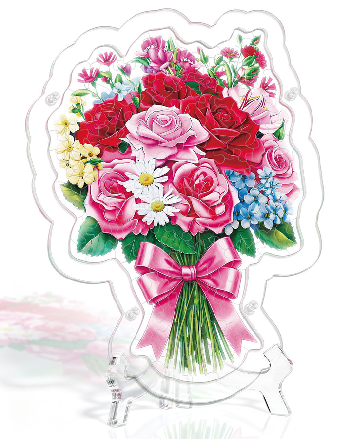 Acrylic Jigsaw Puzzle Suncatcher - Blooming Rose Bouquet