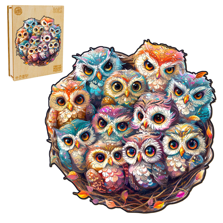 baby owls Wooden Jigsaw Puzzle-Woodbests