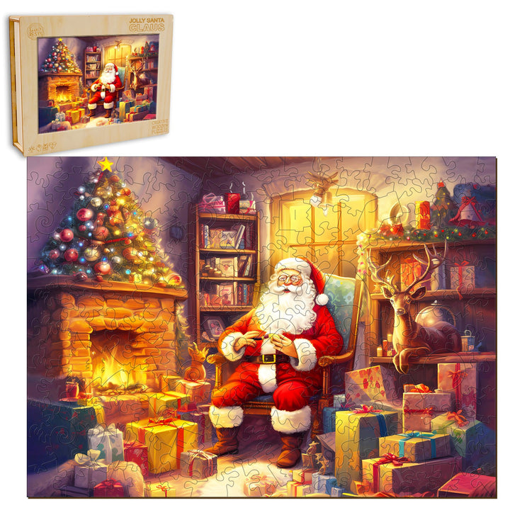 Jolly Santa Claus Wooden Jigsaw Puzzle-Woodbests