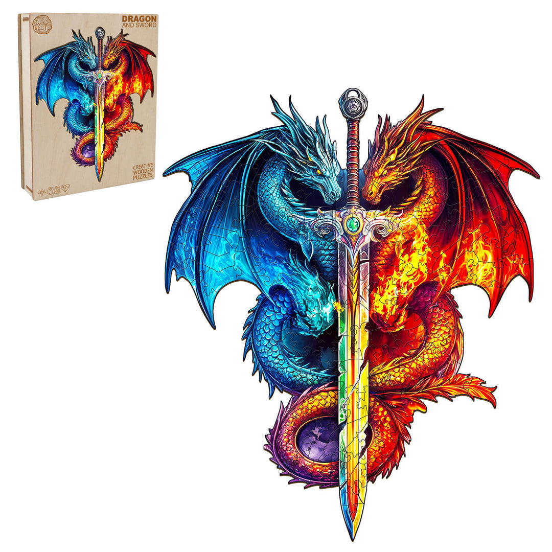 Dragon and Sword Wooden Jigsaw Puzzle - Woodbests