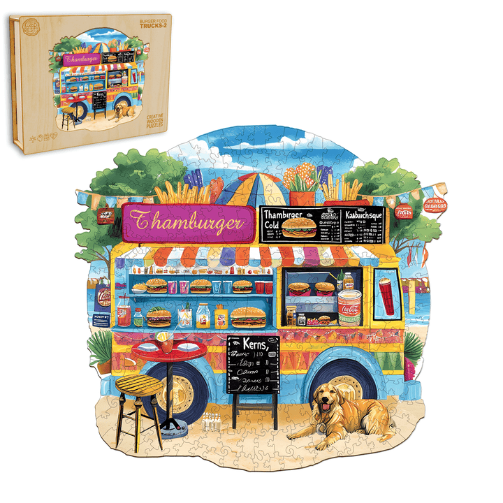 Burger Food Trucks-2 Wooden Jigsaw Puzzle