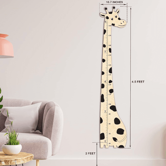 Wooden Giraffe Growth Chart Height Ruler for Kids - By Woodbests