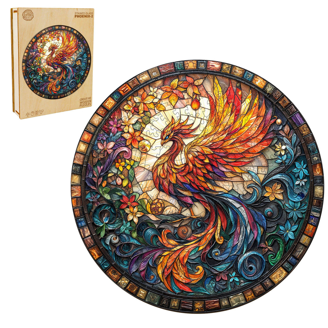 Stained Glass Phoenix-2 Wooden Jigsaw Puzzle - Woodbests