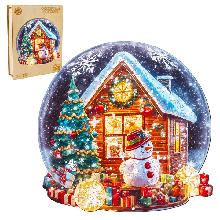Christmas Cottage Wooden Jigsaw Puzzle-Woodbests