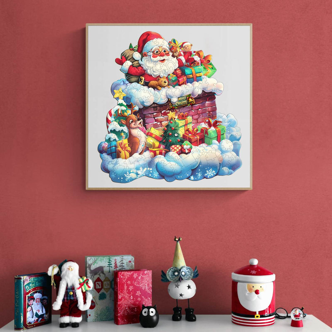 Santa Claus in the Chimney-1 Wooden Jigsaw Puzzle