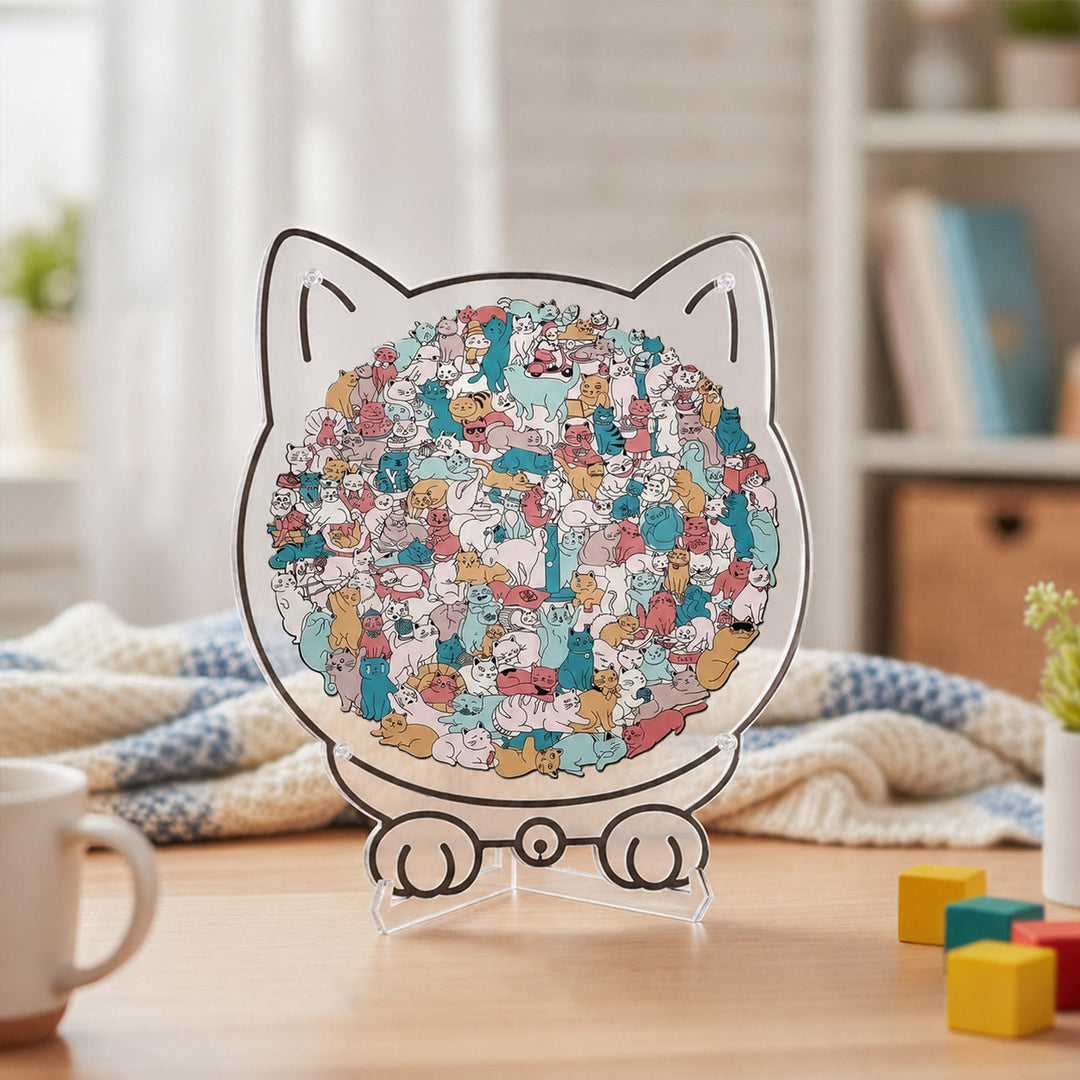 Acrylic Jigsaw Puzzle Suncatcher - Kitten Party