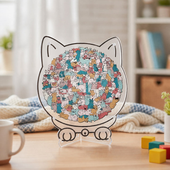 Acrylic Jigsaw Puzzle Suncatcher - Kitten Party